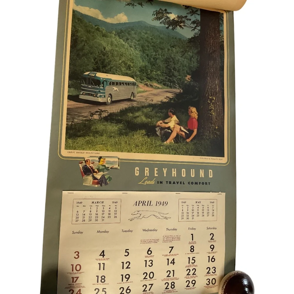 Huge Vintage 1948 Greyhound Calendar